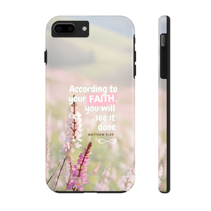 Inspirational Tough Phone Cases with Faith Quote, Floral Phone Cover, Christian Gift, Motivational Case, Bible Verse Accessory