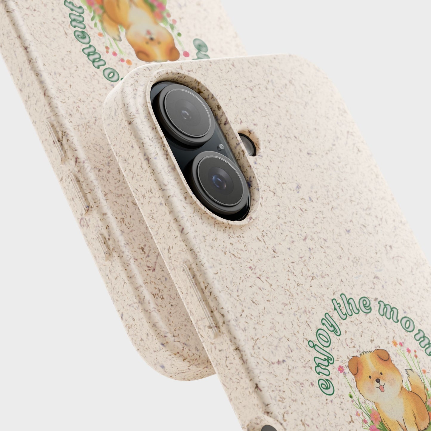Funda biodegradable para teléfono - "Disfruta el momento" - Ecológica, regalo para amantes de los perros, accesorio adorable para mascotas, estilo de vida sostenible, diseño único