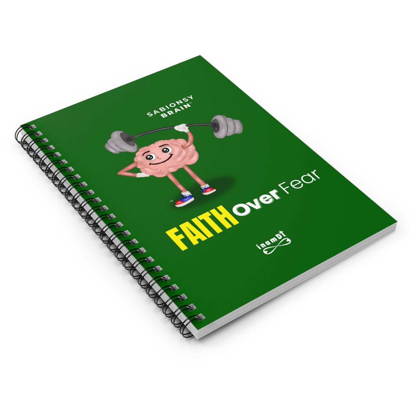 Faith Over Fear Notebook — Inspirational Spiral Journal | Sabionsy Brain™ Motivation Notebook Series