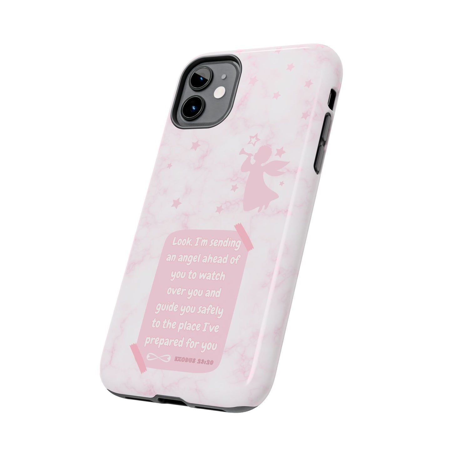 Angel Guidance Tough Phone Cases, Inspirational Phone Cover, Gift for Her, Angel Lover Gift, Pastel Pink Phone Case, Protection with Love