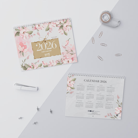 2026 Faith Wall Calendar — A Year of Hope & Reflection | Floral Christian Monthly Planner