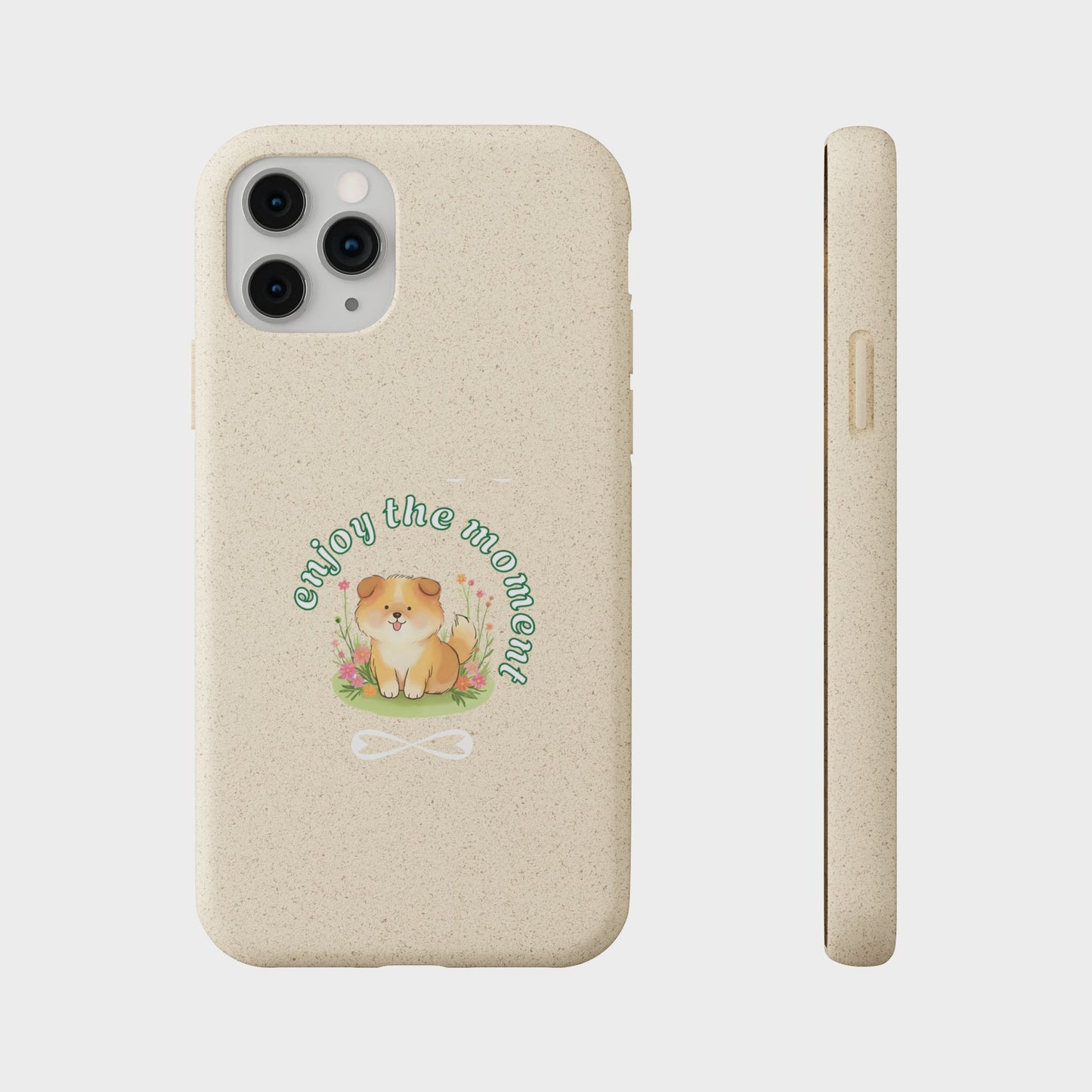 Funda biodegradable para teléfono - "Disfruta el momento" - Ecológica, regalo para amantes de los perros, accesorio adorable para mascotas, estilo de vida sostenible, diseño único