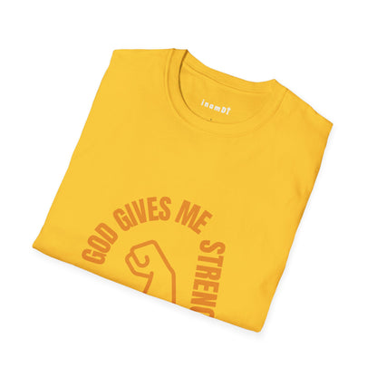 “God Gives Me Strength” Christian T-Shirt for Men – Empowering Faith Tee & Inspirational Gift