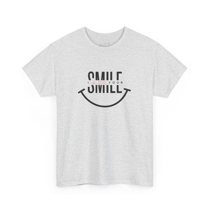 “SMILE” Heavy Cotton T-Shirt for Men – Motivational Tee for Everyday Wear, Gifts, and Positive Vibes