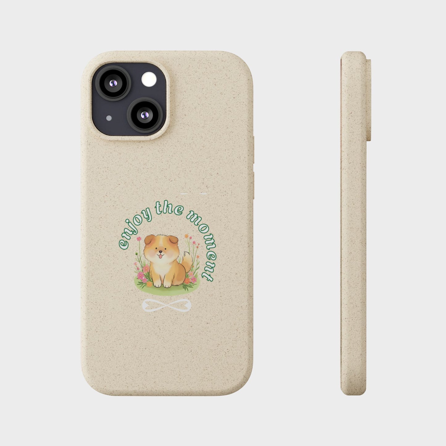 Funda biodegradable para teléfono - "Disfruta el momento" - Ecológica, regalo para amantes de los perros, accesorio adorable para mascotas, estilo de vida sostenible, diseño único