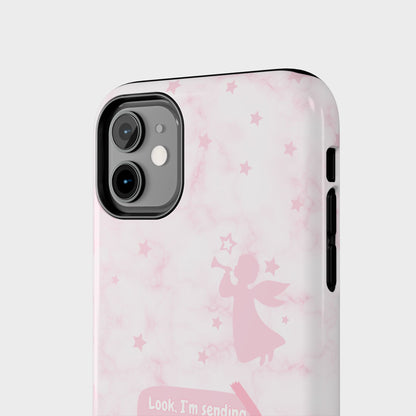 Angel Guidance Tough Phone Cases, Inspirational Phone Cover, Gift for Her, Angel Lover Gift, Pastel Pink Phone Case, Protection with Love