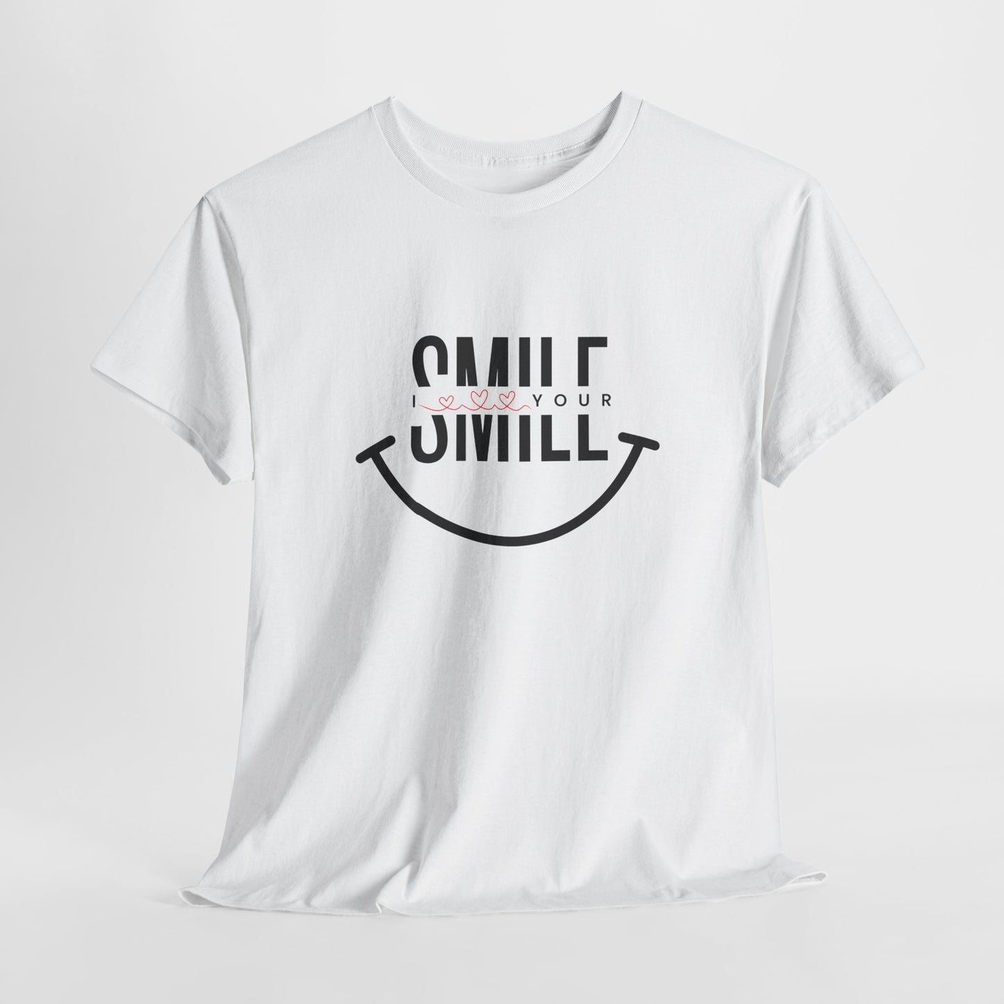 “SMILE” Heavy Cotton T-Shirt for Men – Motivational Tee for Everyday Wear, Gifts, and Positive Vibes