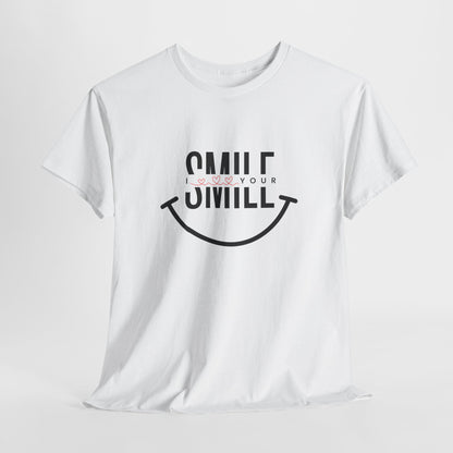 “SMILE” Heavy Cotton T-Shirt for Men – Motivational Tee for Everyday Wear, Gifts, and Positive Vibes