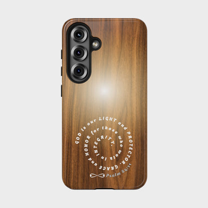 Rustic Tough Phone Case with Inspirational Quote, Gift for Faithful Friends, Protection Case, Wood Design, Unique Present