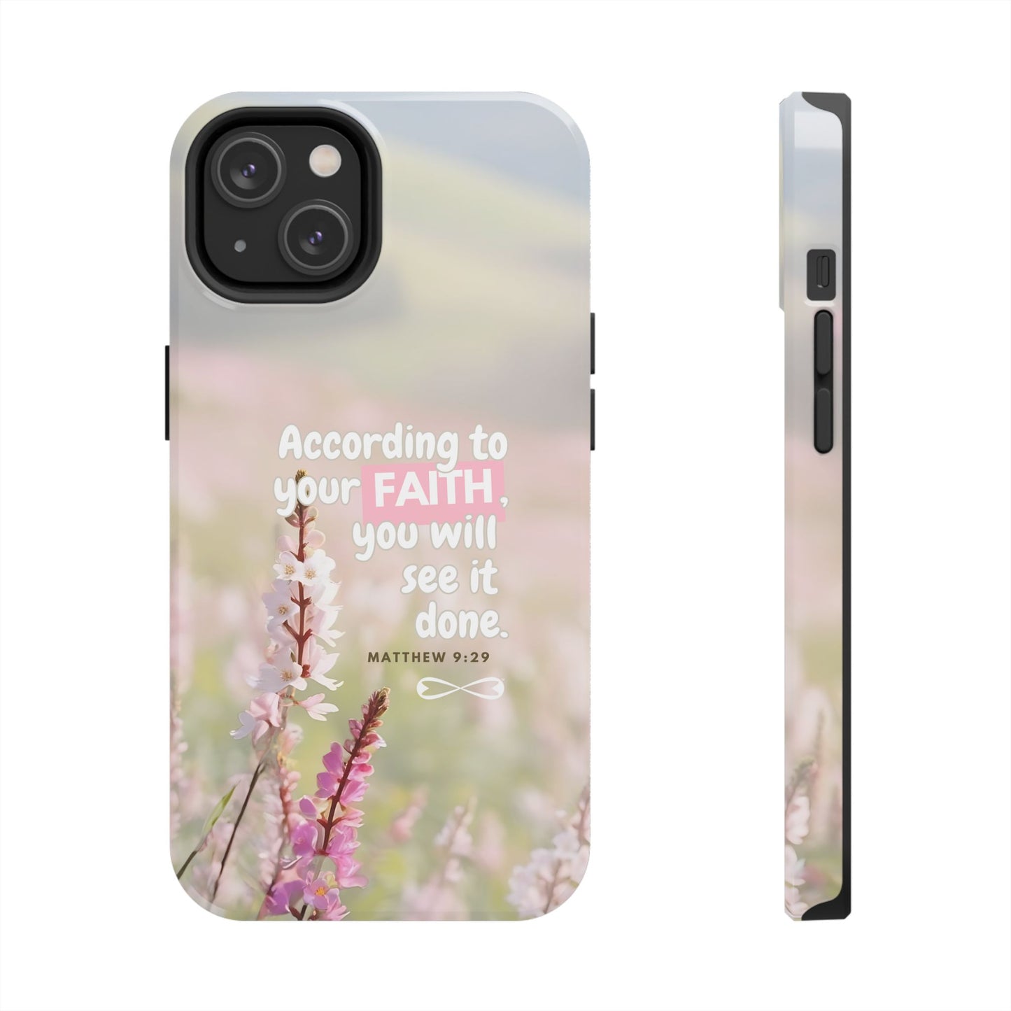 Inspirational Tough Phone Cases with Faith Quote, Floral Phone Cover, Christian Gift, Motivational Case, Bible Verse Accessory