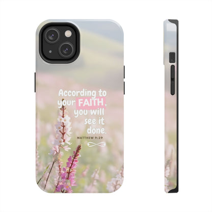 Inspirational Tough Phone Cases with Faith Quote, Floral Phone Cover, Christian Gift, Motivational Case, Bible Verse Accessory