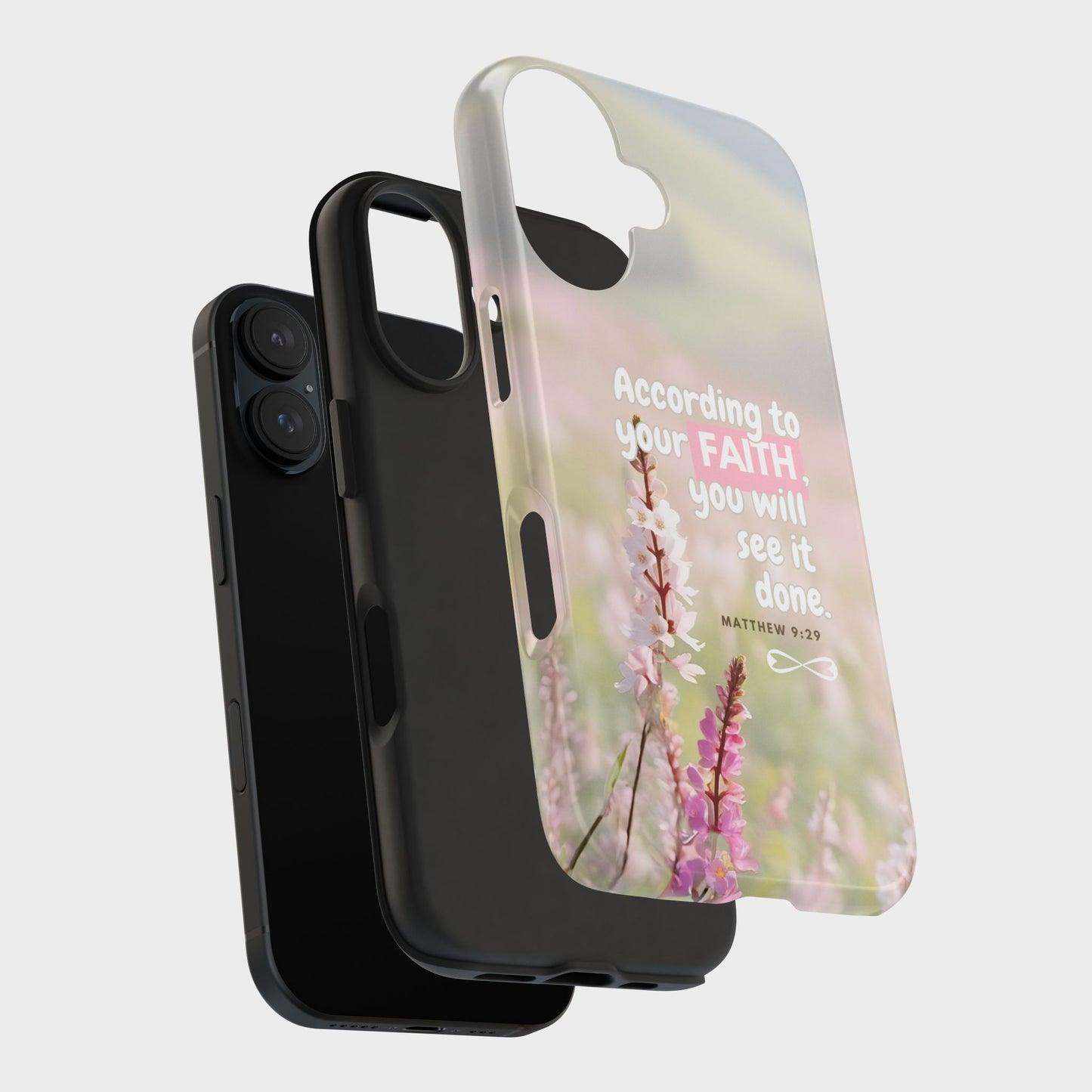Inspirational Tough Phone Cases with Faith Quote, Floral Phone Cover, Christian Gift, Motivational Case, Bible Verse Accessory