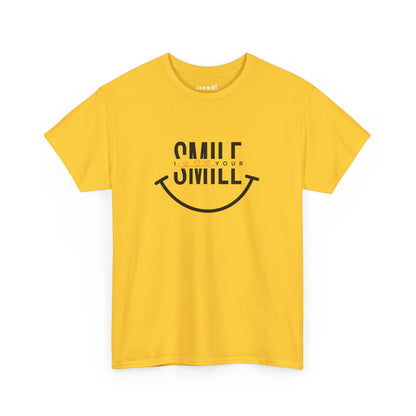“SMILE” Heavy Cotton T-Shirt for Women – Motivational Tee for Gifts, Casual Outings, and Positive Vibes