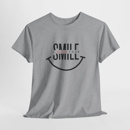 “SMILE” Heavy Cotton T-Shirt for Men – Motivational Tee for Everyday Wear, Gifts, and Positive Vibes