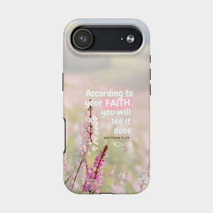 Inspirational Tough Phone Cases with Faith Quote, Floral Phone Cover, Christian Gift, Motivational Case, Bible Verse Accessory