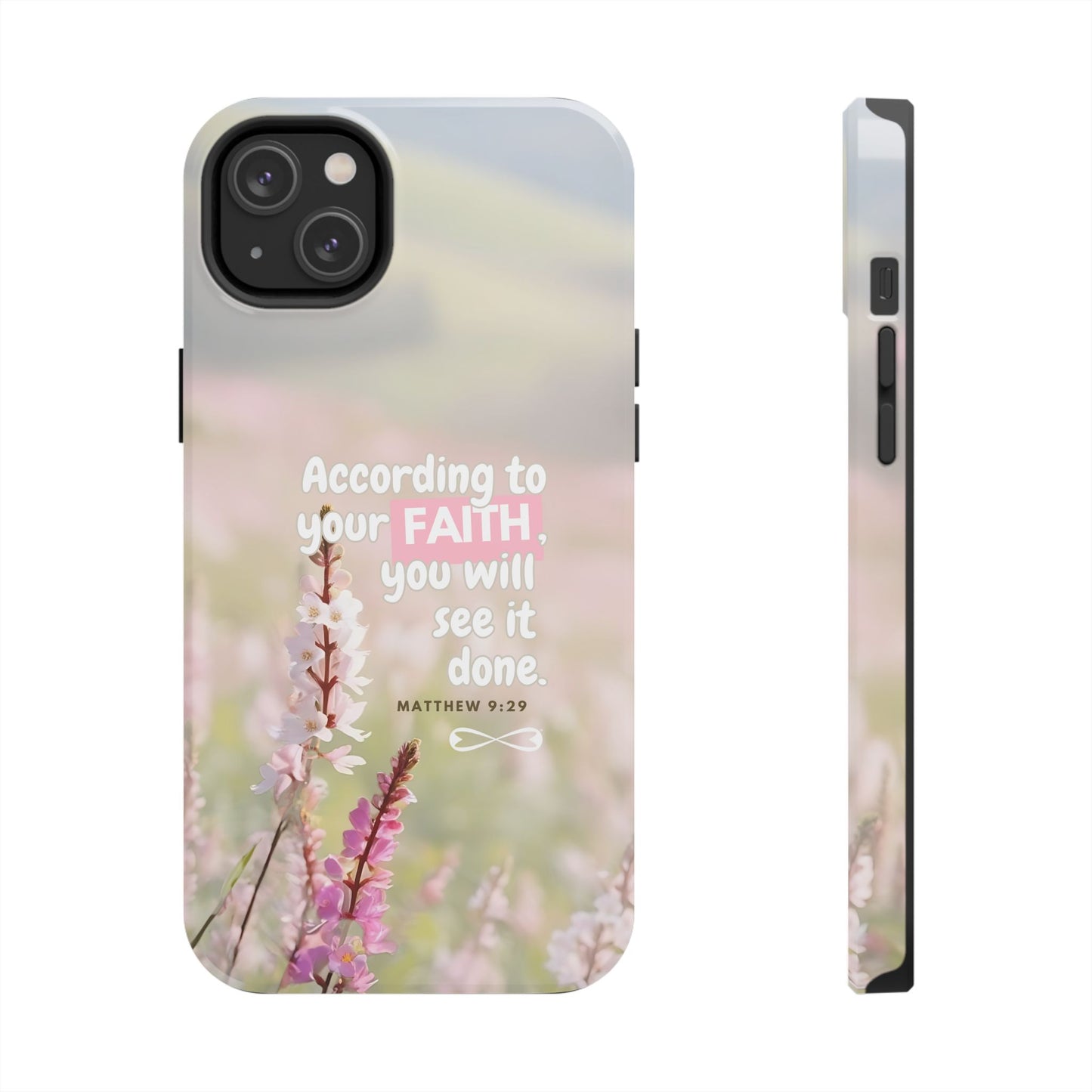 Inspirational Tough Phone Cases with Faith Quote, Floral Phone Cover, Christian Gift, Motivational Case, Bible Verse Accessory