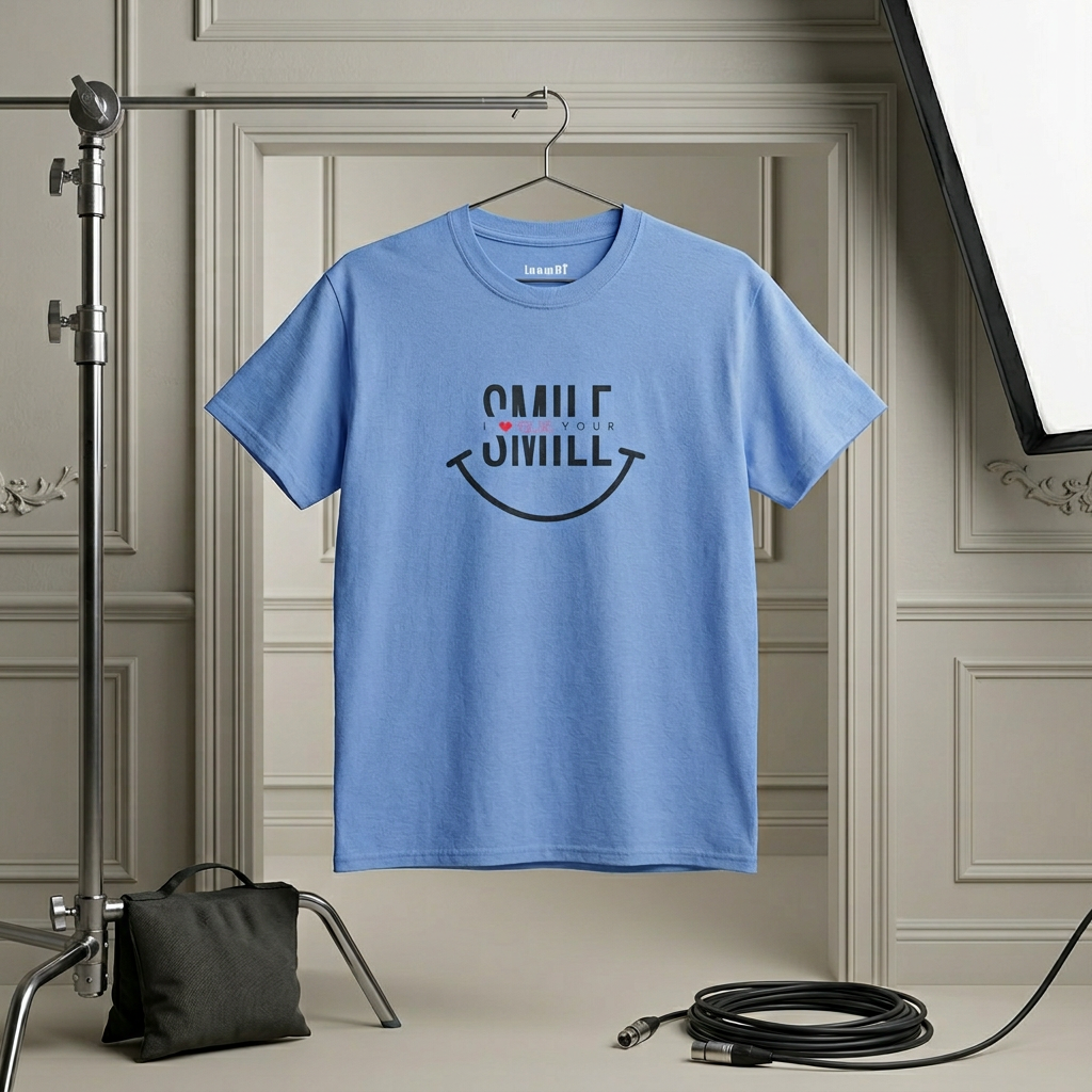 Camiseta de algodón grueso “SMILE” para hombre: camiseta motivadora para uso diario, regalos y vibras positivas.