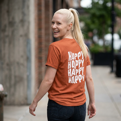 Camiseta "Happy Vibes" para mujer: Diversión informal para regalos, festivales y cumpleaños