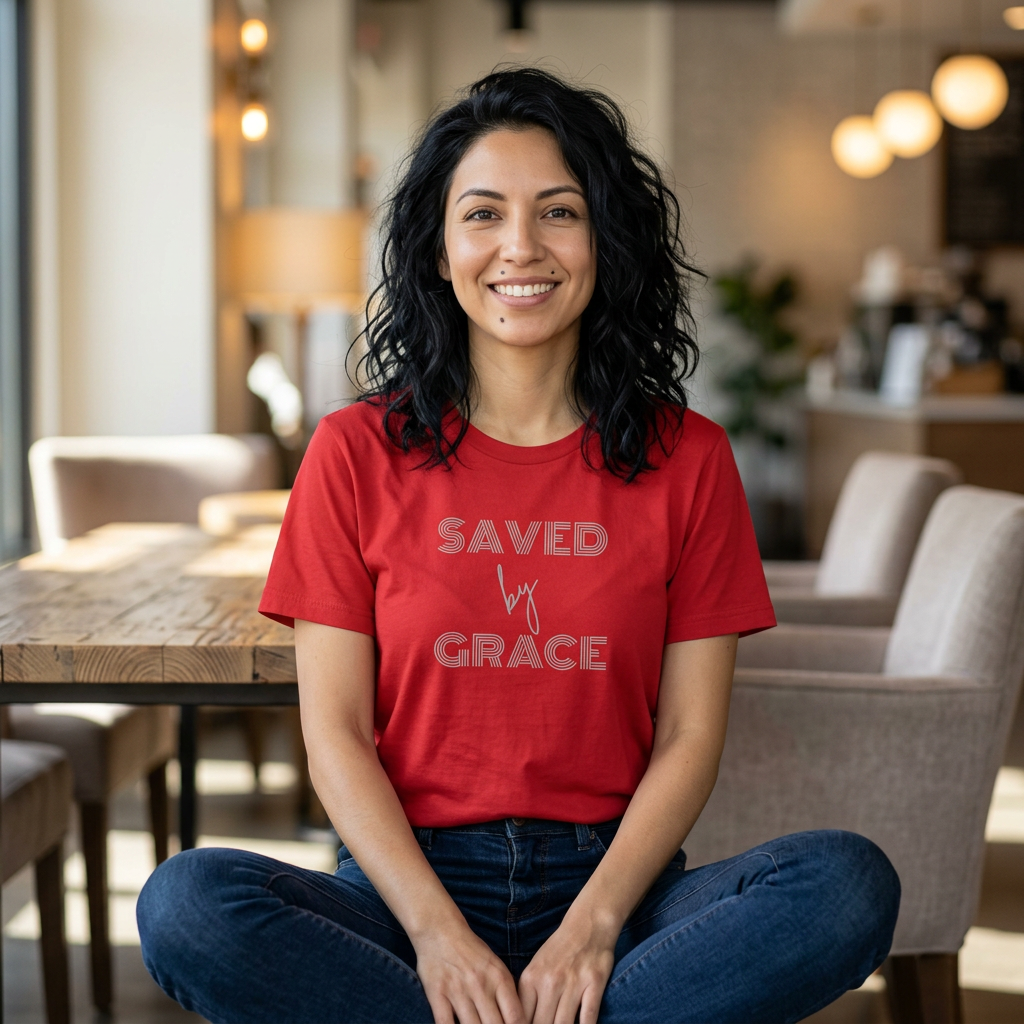 Camiseta suave para mujer "Salvada por la gracia": camiseta cristiana inspiradora | Ropa de fe para uso diario o regalo