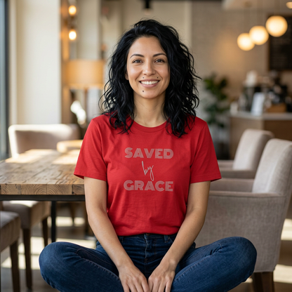 Camiseta suave para mujer "Salvada por la gracia": camiseta cristiana inspiradora | Ropa de fe para uso diario o regalo