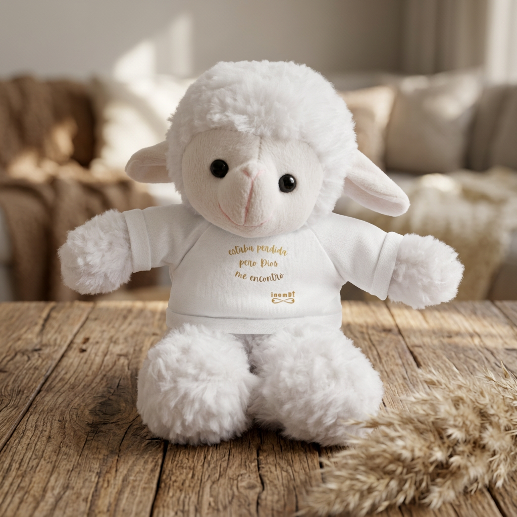 Plush Sheep Toy "Estaba perdida pero Dios me encontró"