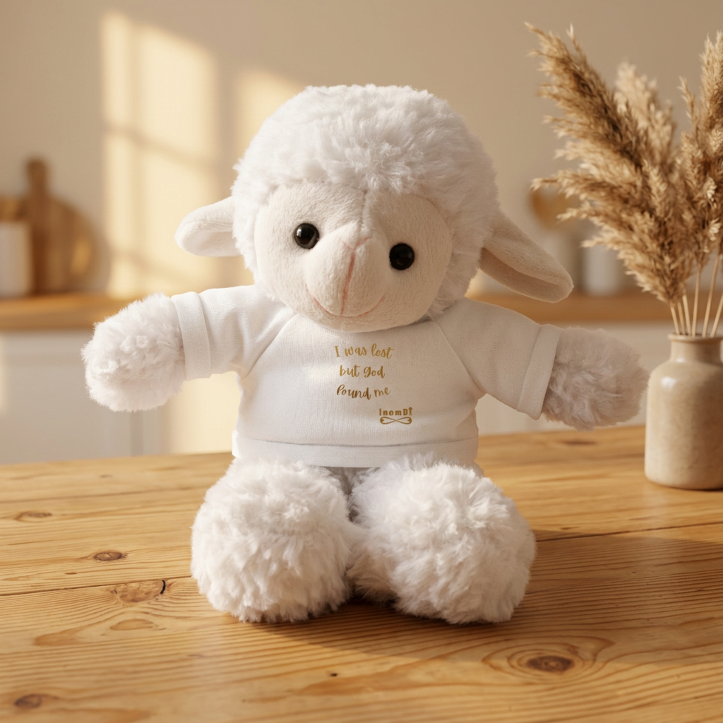 Plush Sheep Toy "I was lost, but God found me"