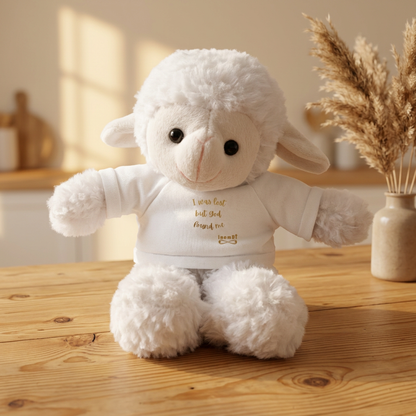 Plush Sheep Toy "I was lost, but God found me"