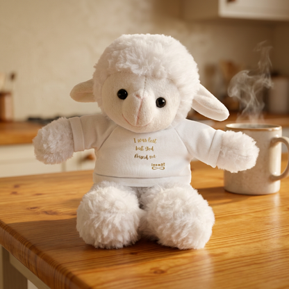 Plush Sheep Toy "I was lost, but God found me"