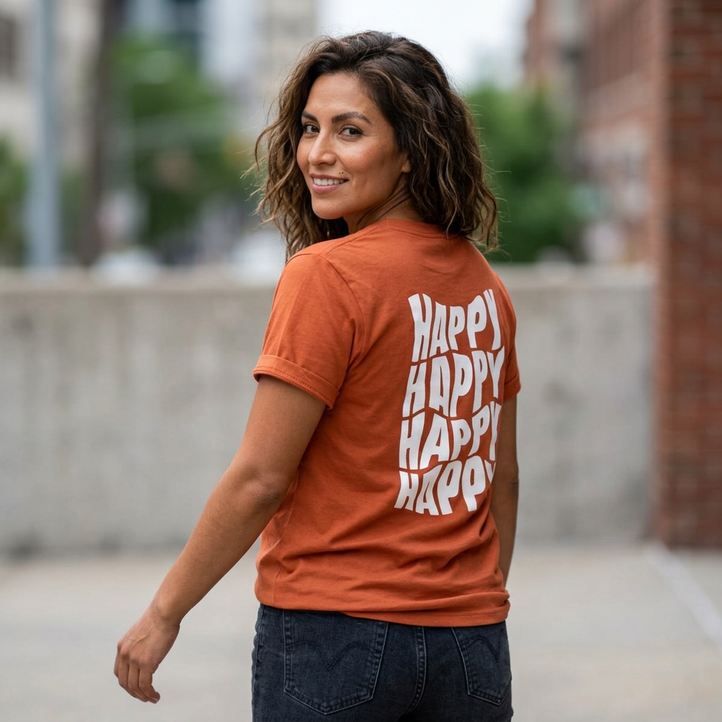 Camiseta "Happy Vibes" para mujer: Diversión informal para regalos, festivales y cumpleaños