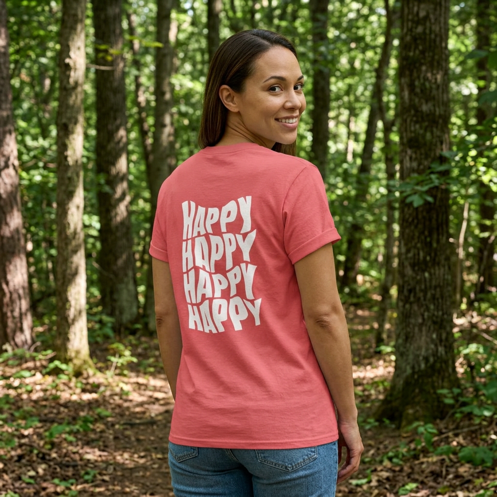 Camiseta "Happy Vibes" para mujer: Diversión informal para regalos, festivales y cumpleaños