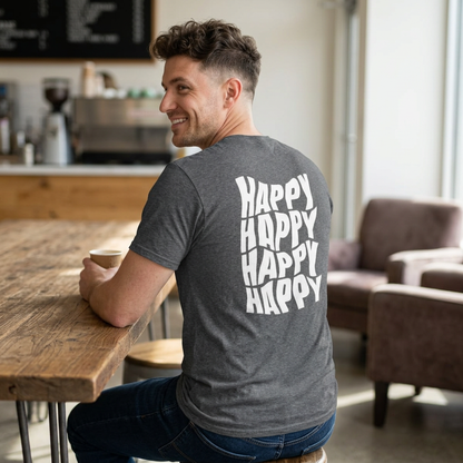 Camiseta Happy Vibes para hombre: un regalo divertido e informal para verano, cumpleaños y celebraciones.