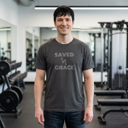 “Saved by Grace” Christian T-Shirt for Men – Inspirational Faith Tee, Everyday Wear or Gift