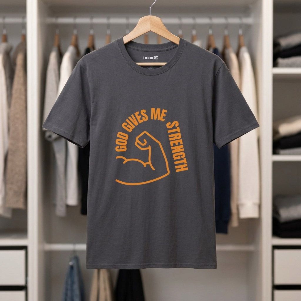 “God Gives Me Strength” Christian T-Shirt for Men – Empowering Faith Tee & Inspirational Gift