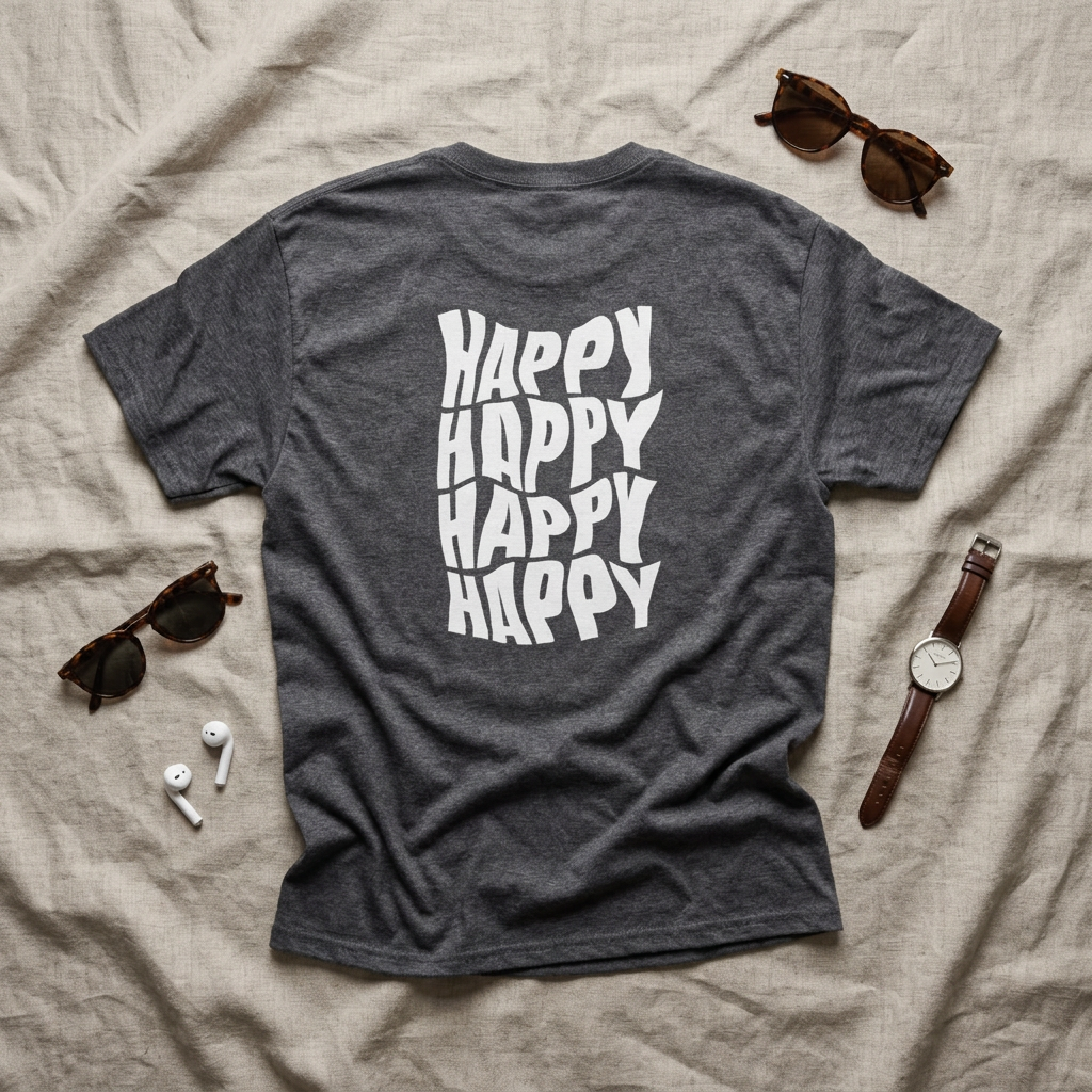 Camiseta Happy Vibes para hombre: un regalo divertido e informal para verano, cumpleaños y celebraciones.