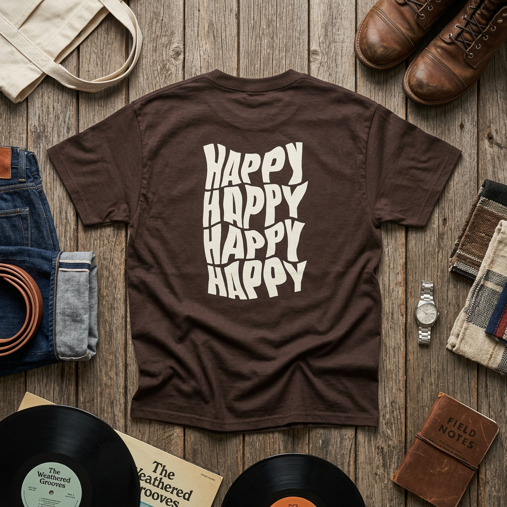 Camiseta Happy Vibes para hombre: un regalo divertido e informal para verano, cumpleaños y celebraciones.