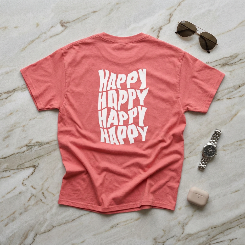 Camiseta "Happy Vibes" para mujer: Diversión informal para regalos, festivales y cumpleaños