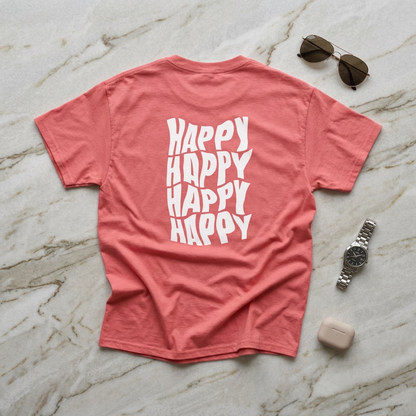 Camiseta "Happy Vibes" para mujer: Diversión informal para regalos, festivales y cumpleaños