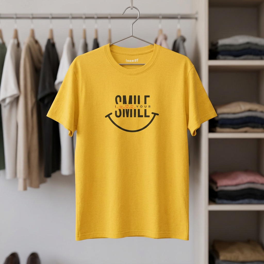 Camiseta de algodón grueso “SMILE” para mujer: camiseta motivadora para regalar, salir y transmitir energía positiva.