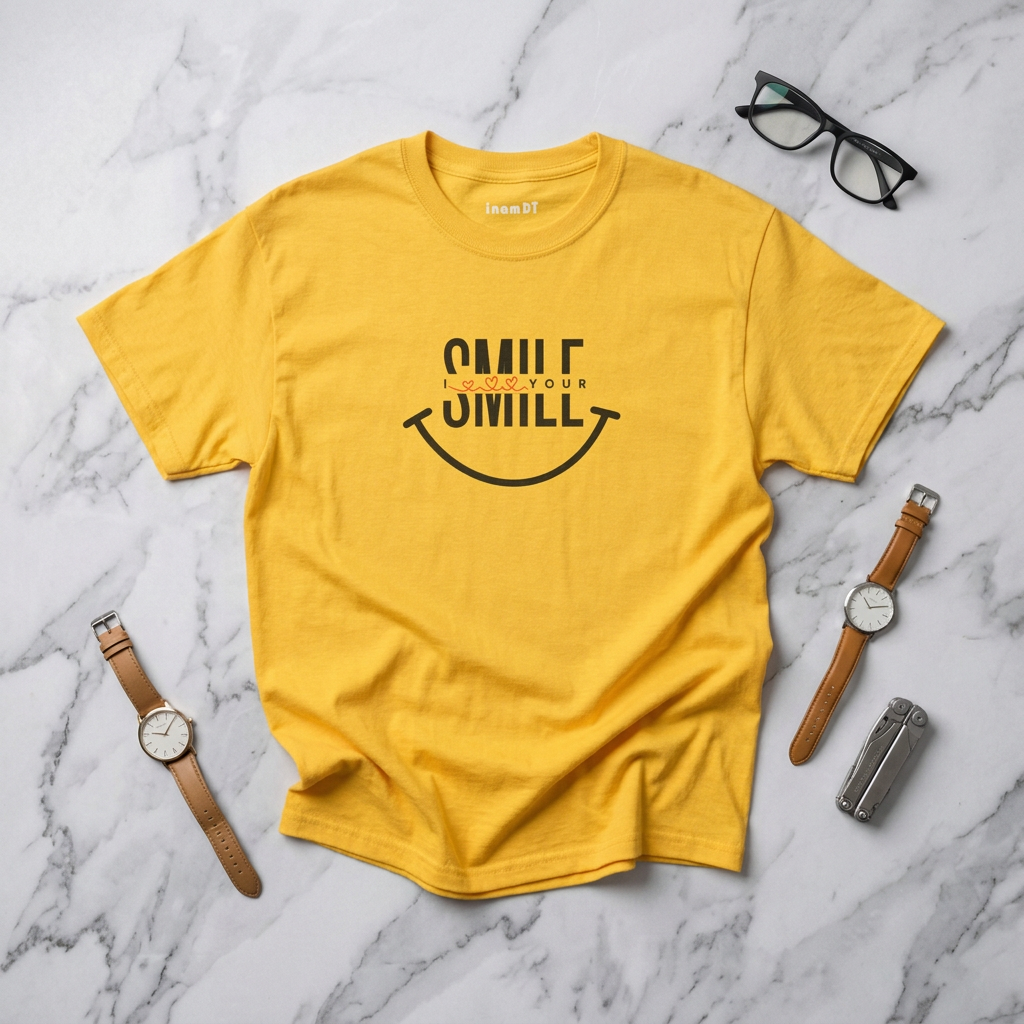 Camiseta de algodón grueso “SMILE” para mujer: camiseta motivadora para regalar, salir y transmitir energía positiva.