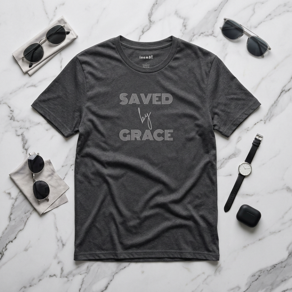 “Saved by Grace” Christian T-Shirt for Men – Inspirational Faith Tee, Everyday Wear or Gift