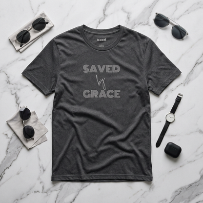 “Saved by Grace” Christian T-Shirt for Men – Inspirational Faith Tee, Everyday Wear or Gift