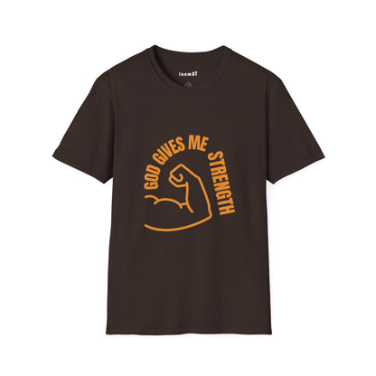 “God Gives Me Strength” Christian T-Shirt for Men – Empowering Faith Tee & Inspirational Gift