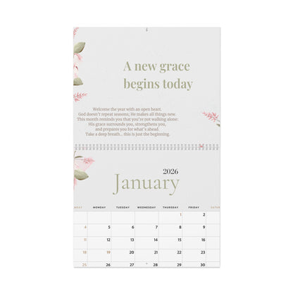 2026 Faith Wall Calendar — A Year of Hope & Reflection | Floral Christian Monthly Planner