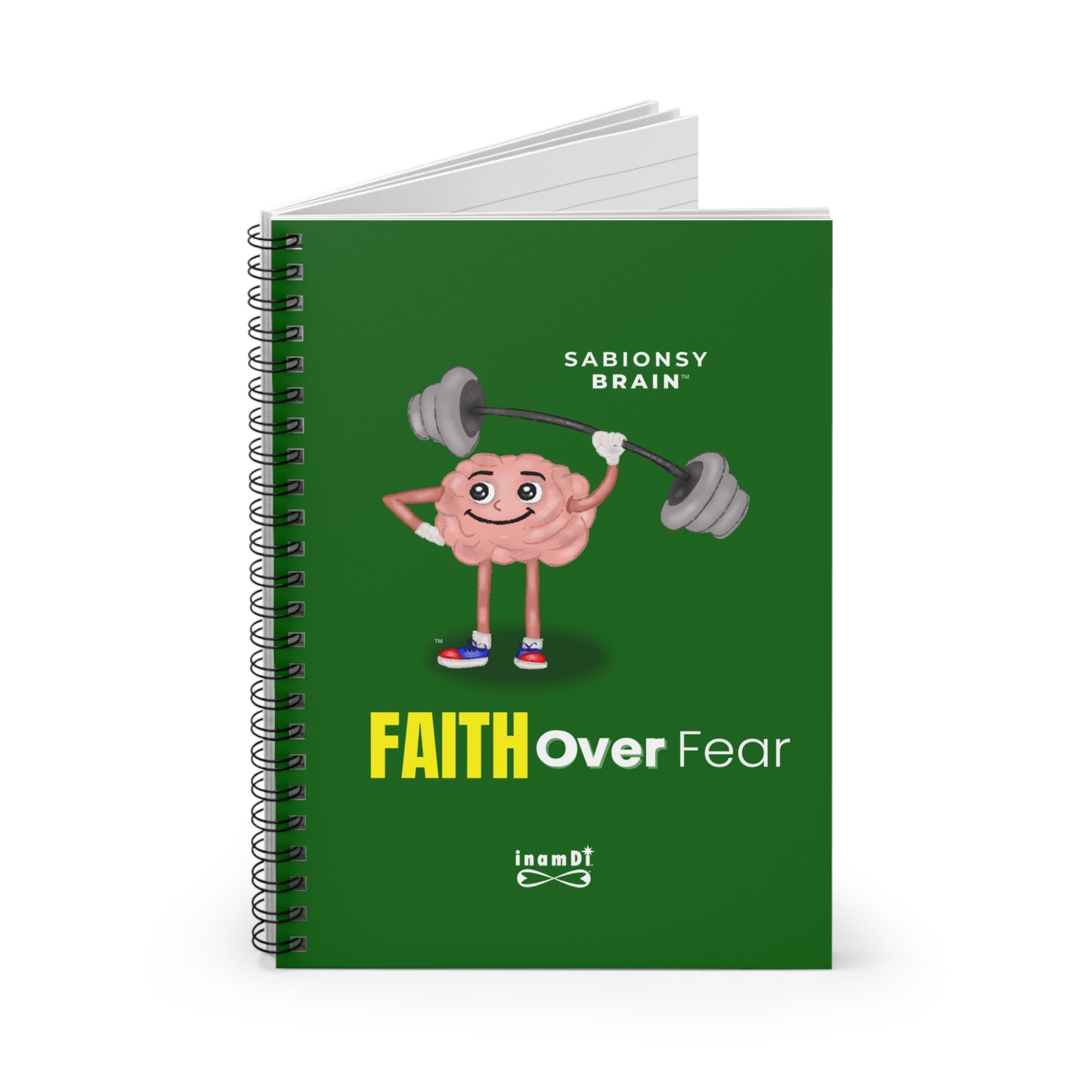 Faith Over Fear Notebook — Inspirational Spiral Journal | Sabionsy Brain™ Motivation Notebook Series