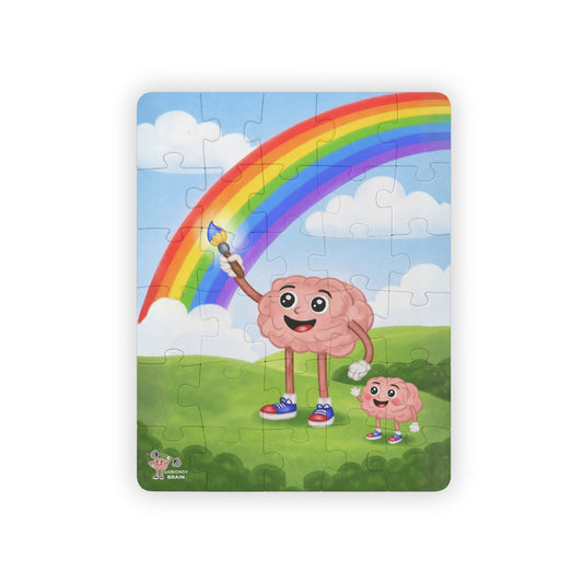 Rompecabezas infantil — Arcoíris cerebral feliz | Rompecabezas educativo de 30 piezas para niños