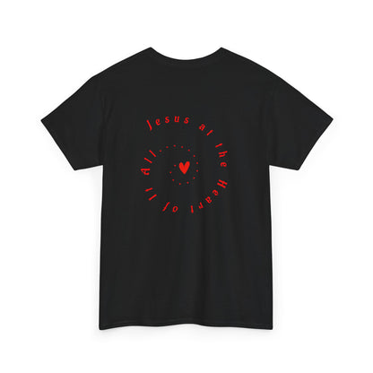 “Jesus at the Heart of It ALL” T-Shirt for Women – Trendy Graphic Tee for Gifting, Streetwear, and Everyday Style