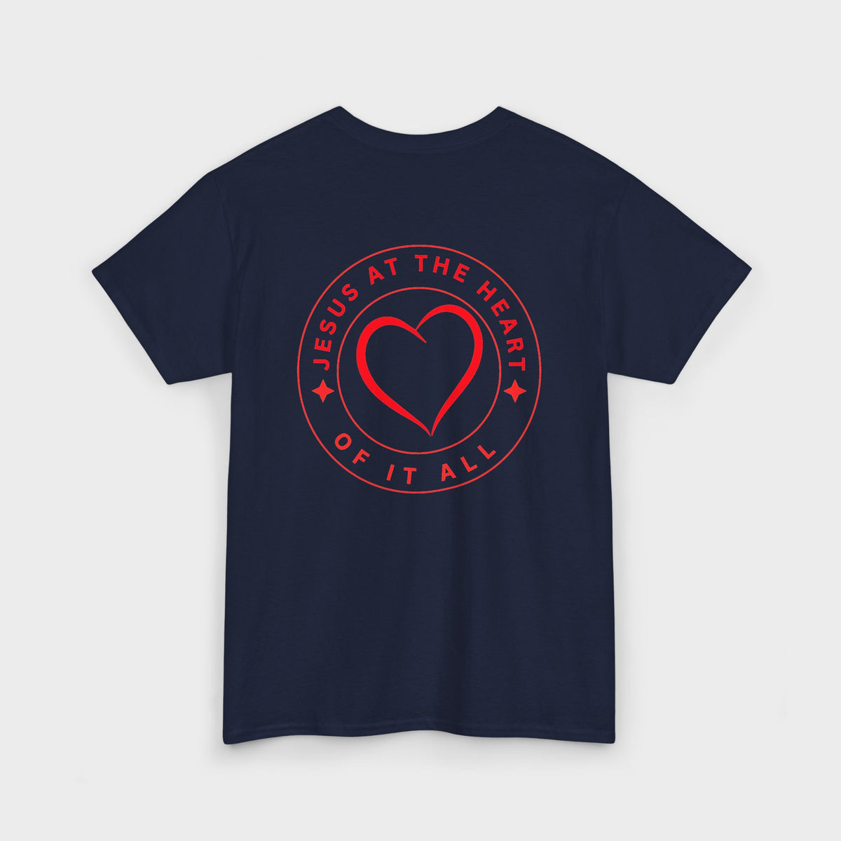 Camiseta cristiana para hombre «Jesús en el corazón de todo»: camiseta de algodón con un mensaje de fe.