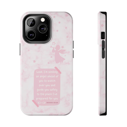 Angel Guidance Tough Phone Cases, Inspirational Phone Cover, Gift for Her, Angel Lover Gift, Pastel Pink Phone Case, Protection with Love