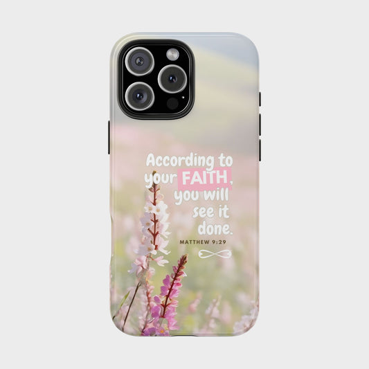 Inspirational Tough Phone Cases with Faith Quote, Floral Phone Cover, Christian Gift, Motivational Case, Bible Verse Accessory