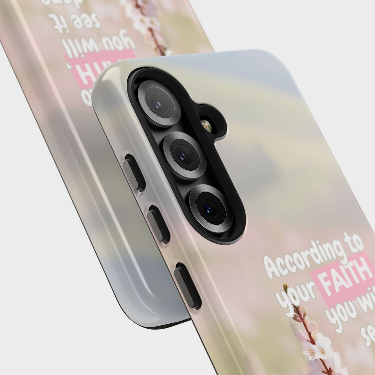 Inspirational Tough Phone Cases with Faith Quote, Floral Phone Cover, Christian Gift, Motivational Case, Bible Verse Accessory